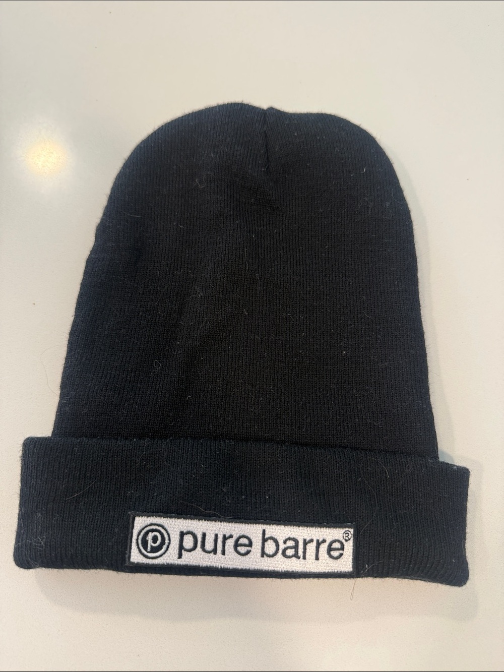 Pure Barre Black Fold-Over Logo Beanie